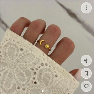 Elegant Gold Moon and Sun Ring